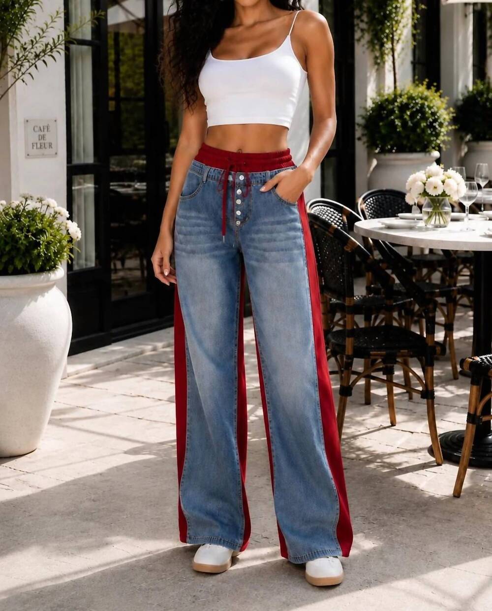NEW SURELYMINE apex hybrid wide leg jeans in red
